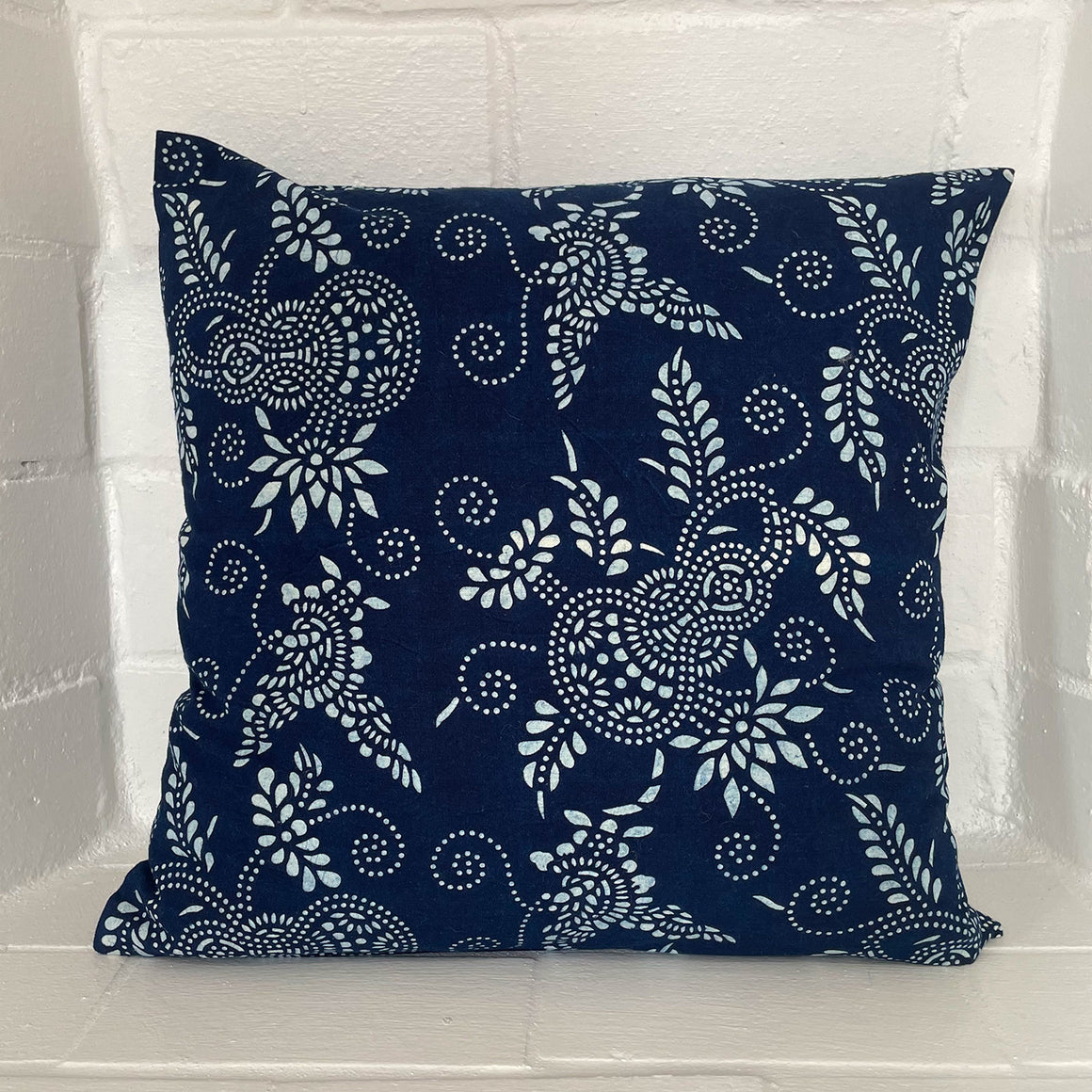 BP6 Indigo block printed pillow cover